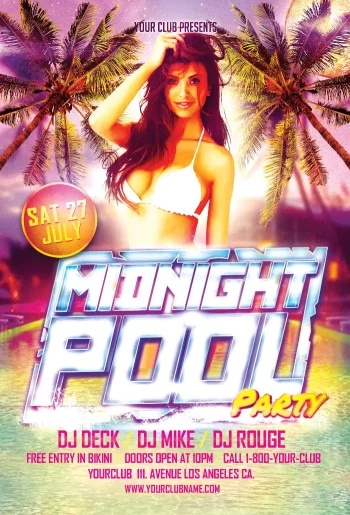 Midnight Pool Party Flyer Template