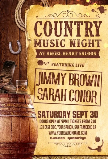 Country Music Night Vol 2 Flyer Template