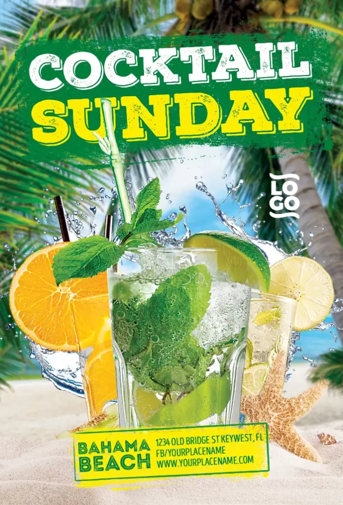 Cocktail Party Free Flyer Template | Flyer for Cocktail Party Events